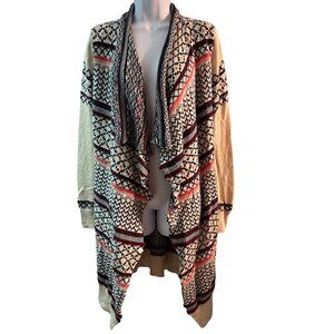 Aeropostale Cardigan Size Large open front knit sweater geometric pattern cozy